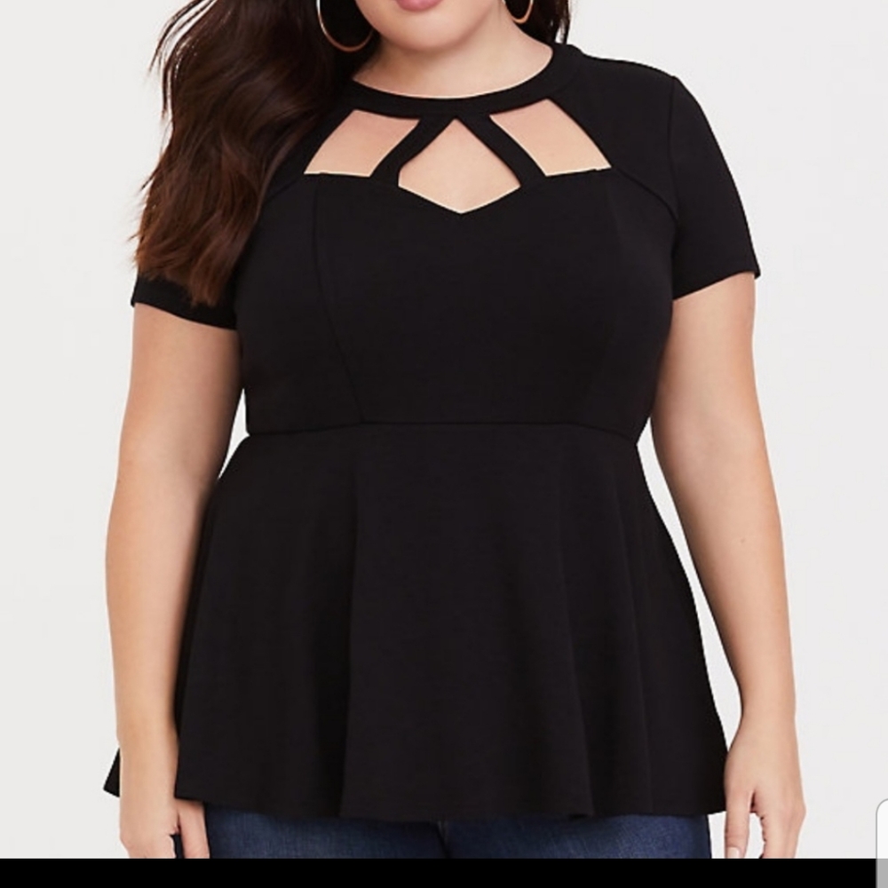 Torrid caged peplum  blouse